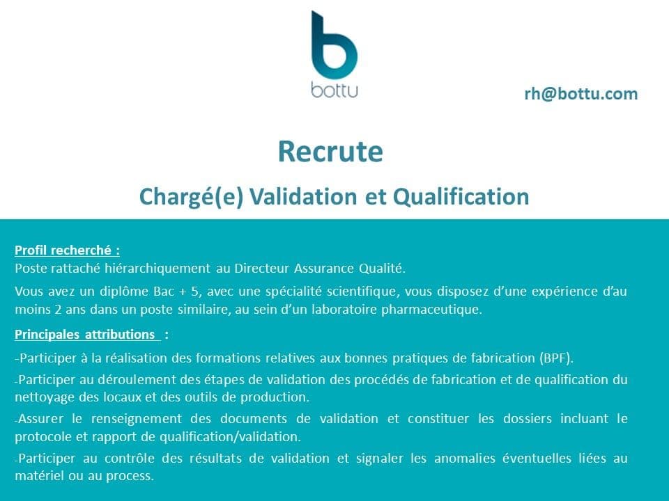 Chargé Validation et Qualification